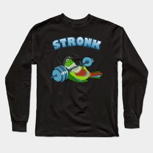 Stronk Green cheeked conure Fitness Parrot Workout Long Sleeve T-Shirt